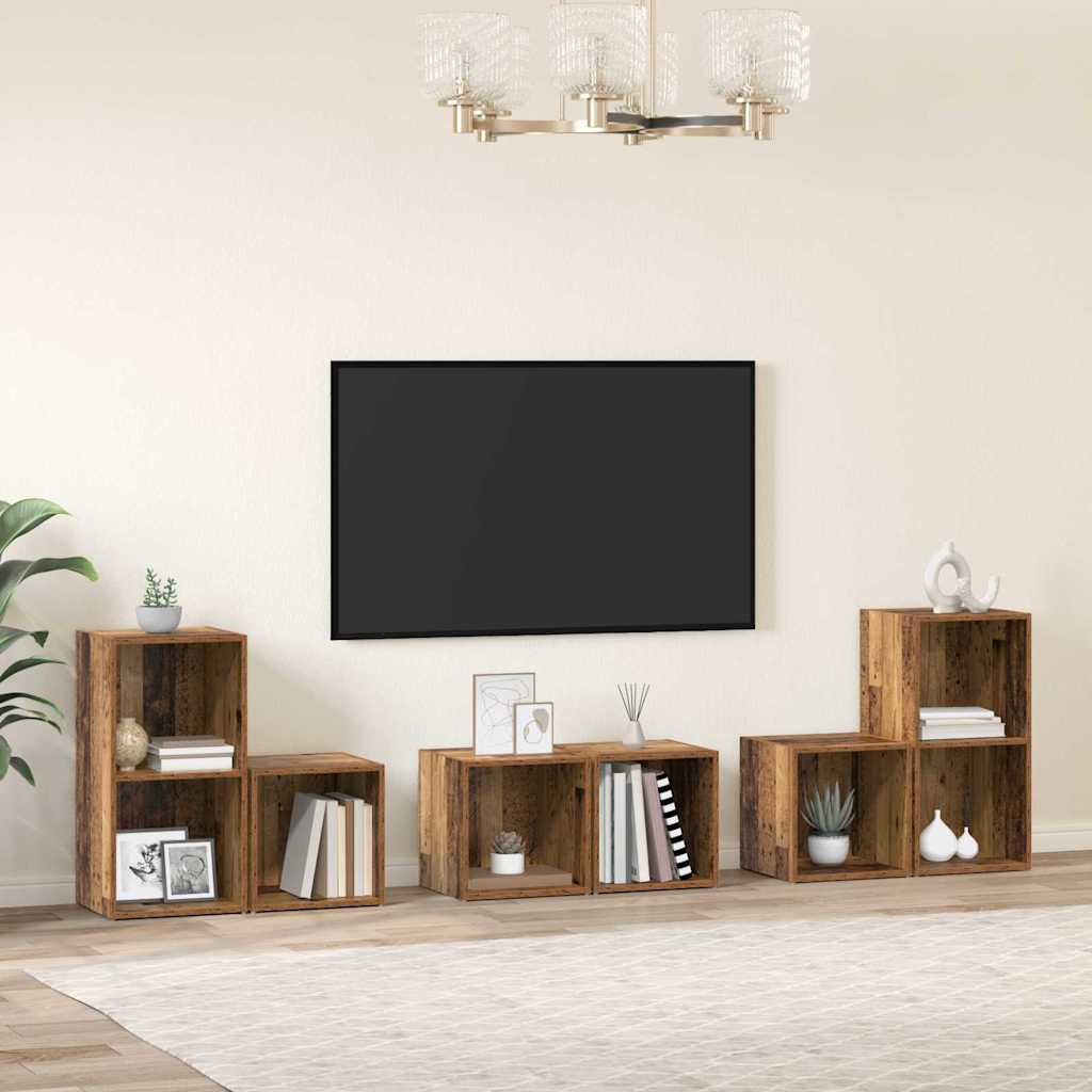 6 Piece TV Cabinet Set Engineered Wood Old wood