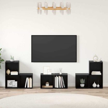 6 Piece TV Cabinet Set Engineered Wood Black oak