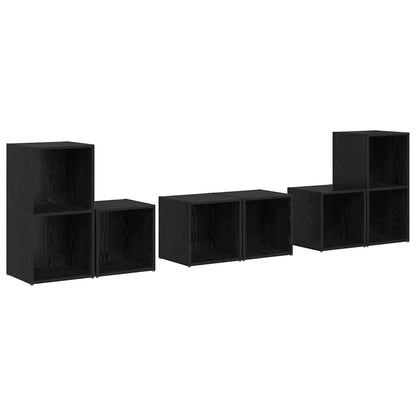 6 Piece TV Cabinet Set Engineered Wood Black oak