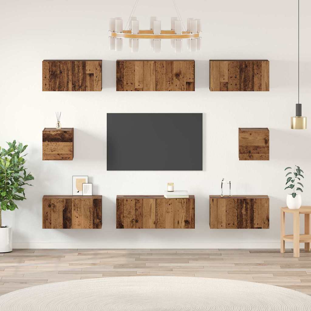 vidaXL TV Cabinet Set 8 pcs Old Wood Engineered Wood 1