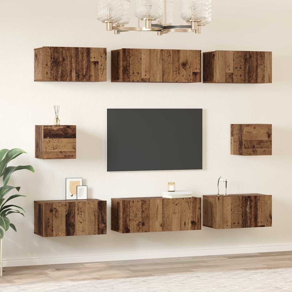 vidaXL TV Cabinet Set 8 pcs Old Wood Engineered Wood 4