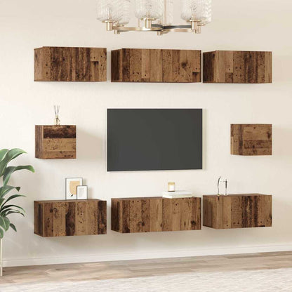 vidaXL TV Cabinet Set 8 pcs Old Wood Engineered Wood 4