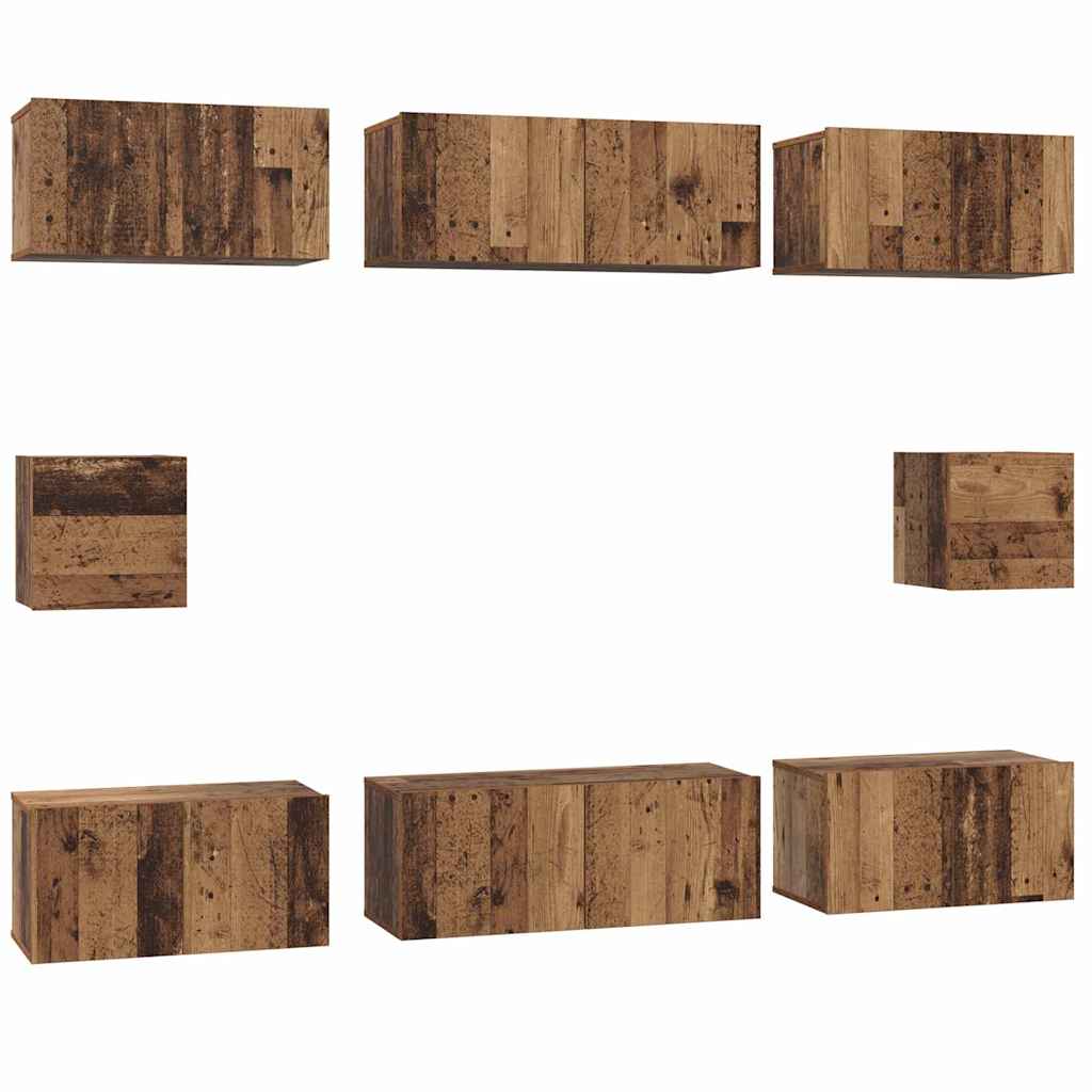 vidaXL TV Cabinet Set 8 pcs Old Wood Engineered Wood 2