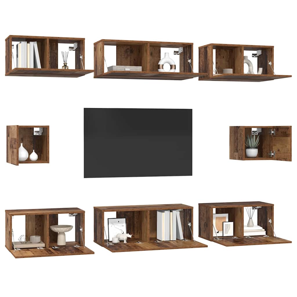 vidaXL TV Cabinet Set 8 pcs Old Wood Engineered Wood 3
