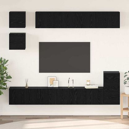 vidaXL TV Cabinet Set 8 pcs Black Oak Engineered Wood 1