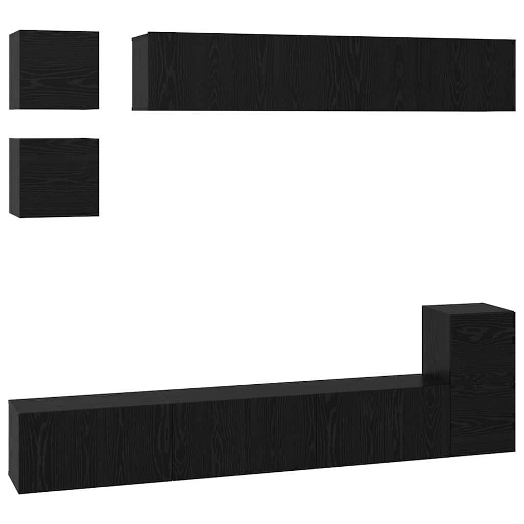 vidaXL TV Cabinet Set 8 pcs Black Oak Engineered Wood 2