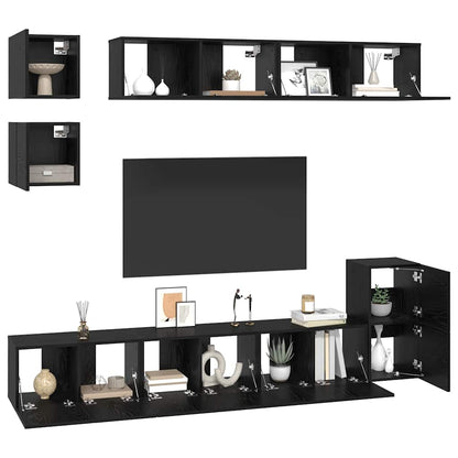 vidaXL TV Cabinet Set 8 pcs Black Oak Engineered Wood 3
