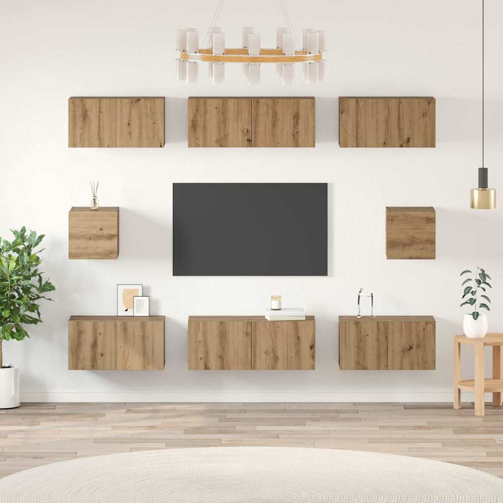 8 Piece TV Cabinet Set Engineered Wood Width 80 cm Artisan oak