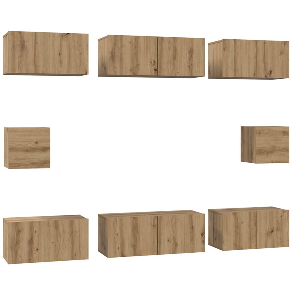 8 Piece TV Cabinet Set Engineered Wood Width 80 cm Artisan oak