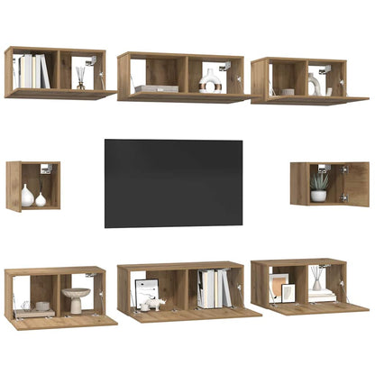 8 Piece TV Cabinet Set Engineered Wood Width 80 cm Artisan oak