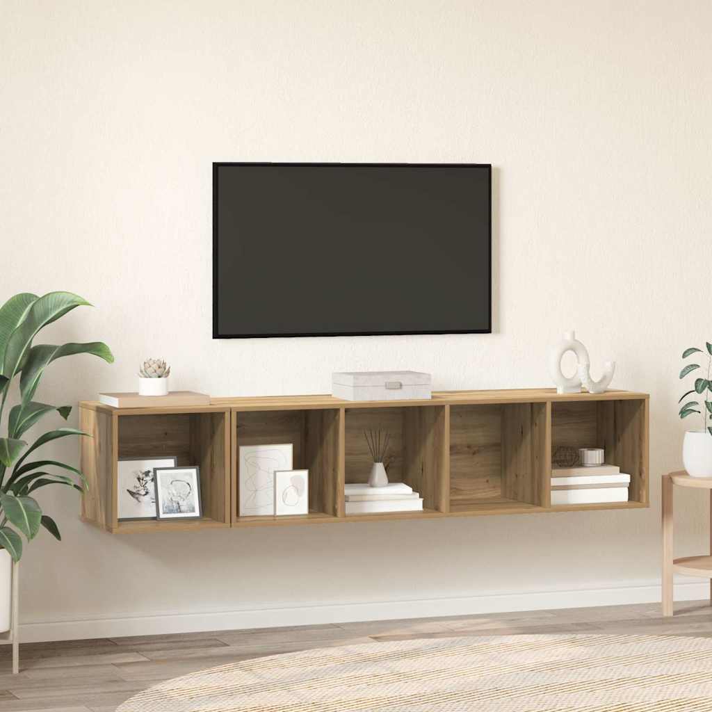 2 Piece TV Cabinet Set Engineered Wood Artisan oak