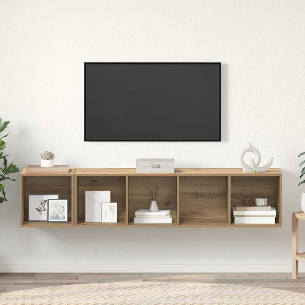 2 Piece TV Cabinet Set Engineered Wood Artisan oak