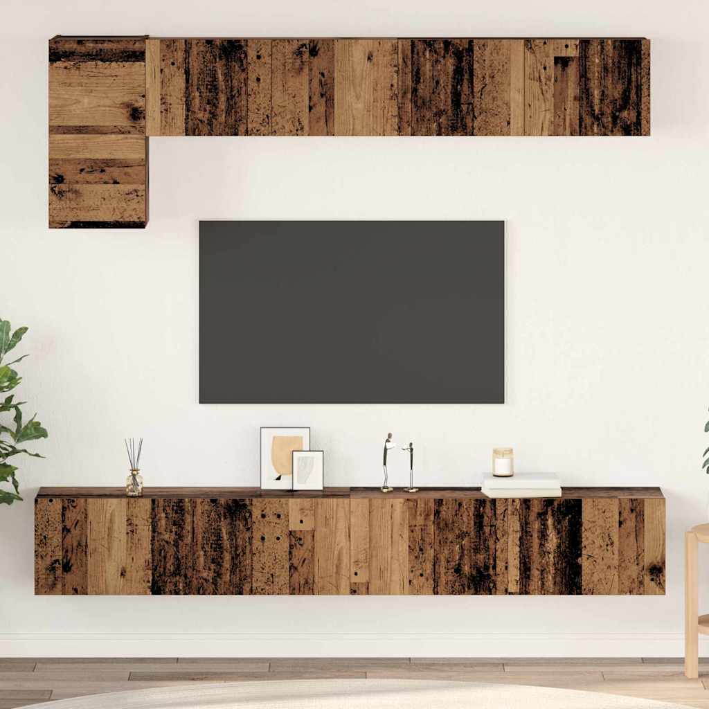 5 Piece TV Cabinet Set Engineered Wood Width 100 cm Old wood