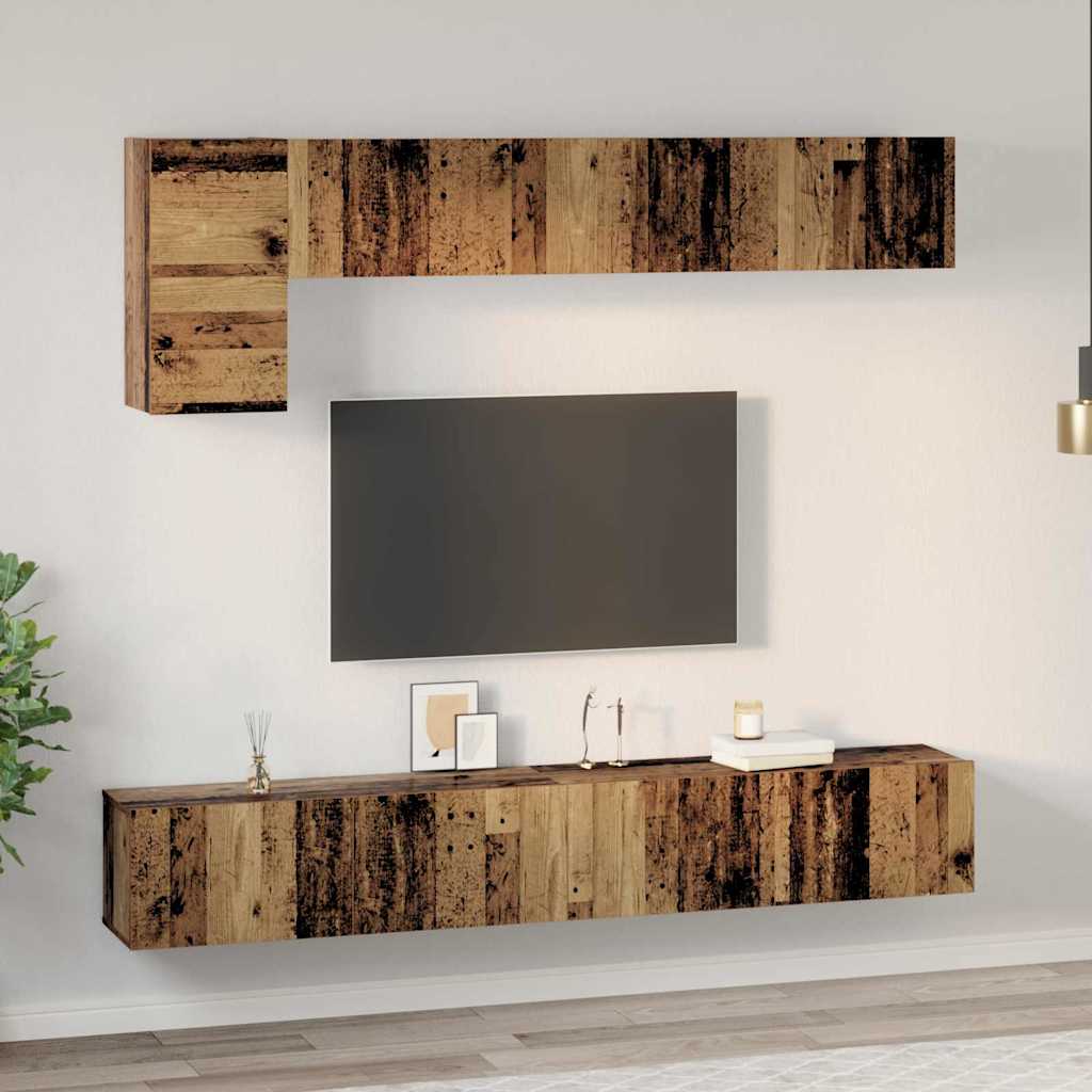 vidaXL TV Cabinet Set 5 pcs 100 x 30 x 30 cm Old Wood 4