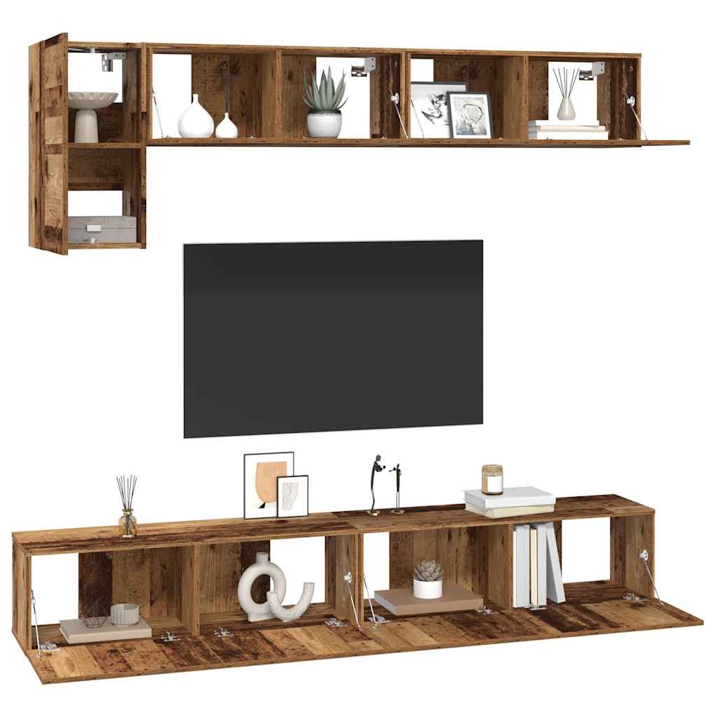 vidaXL TV Cabinet Set 5 pcs 100 x 30 x 30 cm Old Wood 3