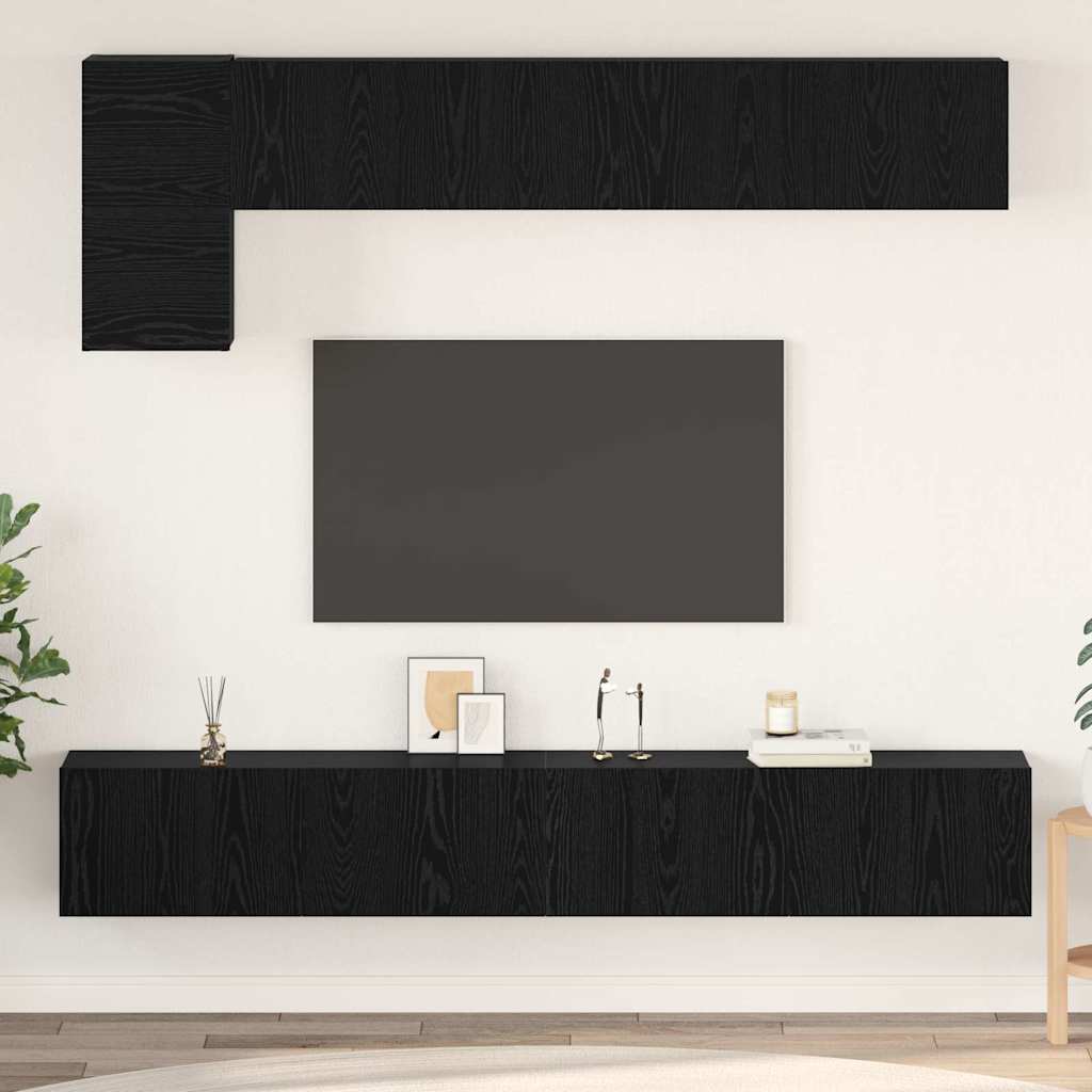 vidaXL TV Cabinet Set 5 pcs Black Oak Engineered Wood 1