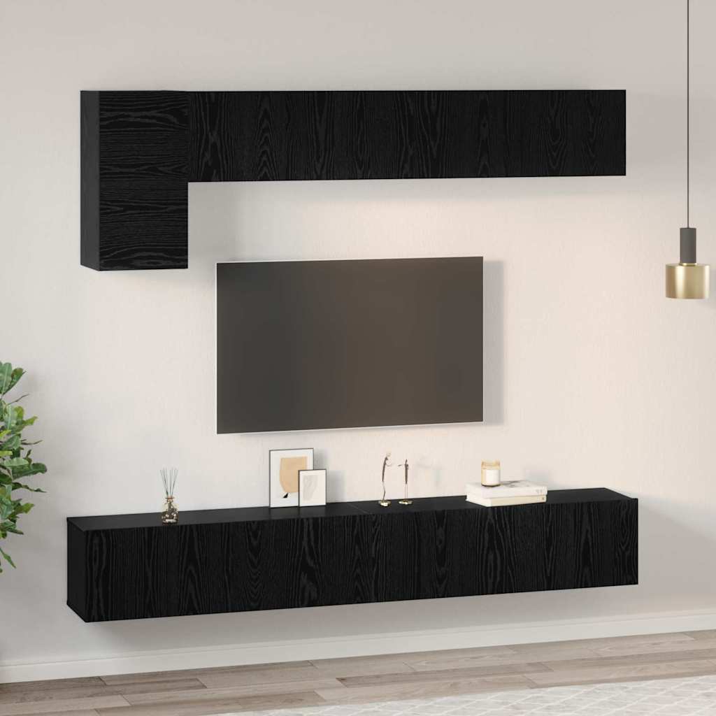 vidaXL TV Cabinet Set 5 pcs Black Oak Engineered Wood 4