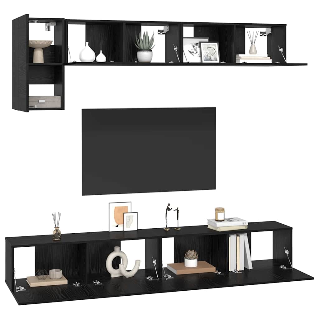 vidaXL TV Cabinet Set 5 pcs Black Oak Engineered Wood 3