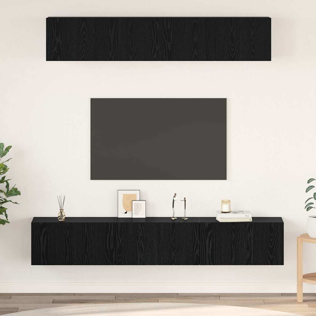 vidaXL TV Cabinet Set 5 pcs Black Oak Engineered Wood 1