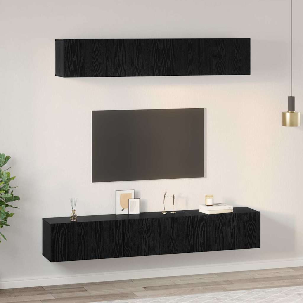 vidaXL TV Cabinet Set 5 pcs Black Oak Engineered Wood 4