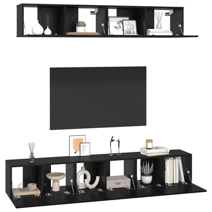 vidaXL TV Cabinet Set 5 pcs Black Oak Engineered Wood 3
