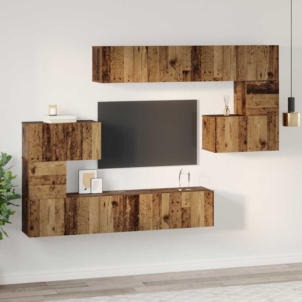 vidaXL TV Cabinet Set 8 pcs Old Wood Engineered Wood 4