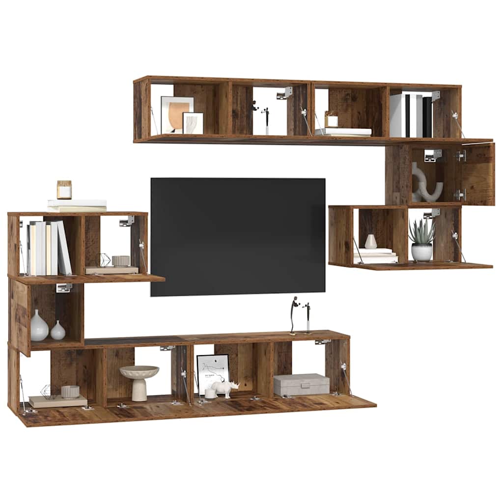 vidaXL TV Cabinet Set 8 pcs Old Wood Engineered Wood 3