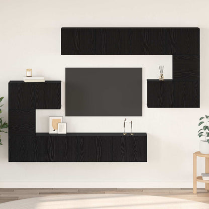 vidaXL TV Cabinet Set 8 pcs Black Oak Engineered Wood 4
