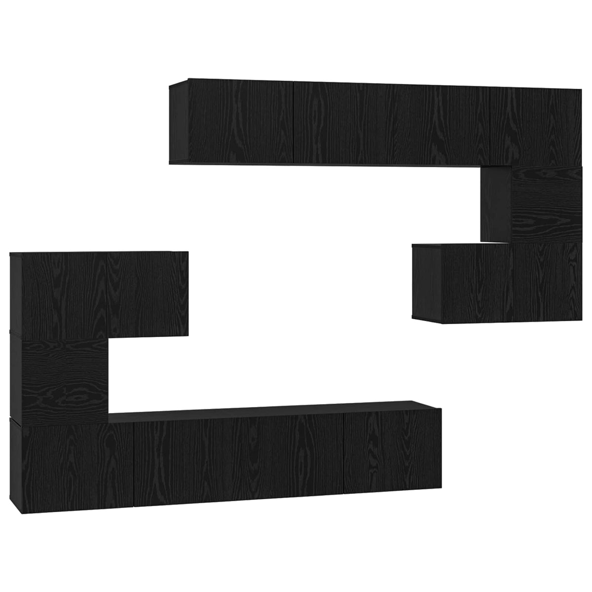 vidaXL TV Cabinet Set 8 pcs Black Oak Engineered Wood 2