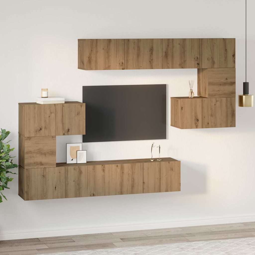 vidaXL TV Cabinet Set 8 pcs Artisan Oak Engineered Wood 4