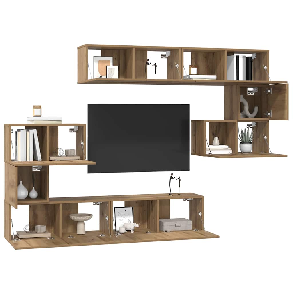 vidaXL TV Cabinet Set 8 pcs Artisan Oak Engineered Wood 3