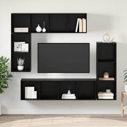 vidaXL TV Cabinet Set 4 pcs 37 x 37 x 142.5 cm Black Oak 4