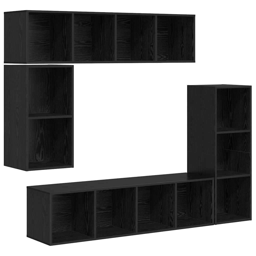 vidaXL TV Cabinet Set 4 pcs 37 x 37 x 142.5 cm Black Oak 2