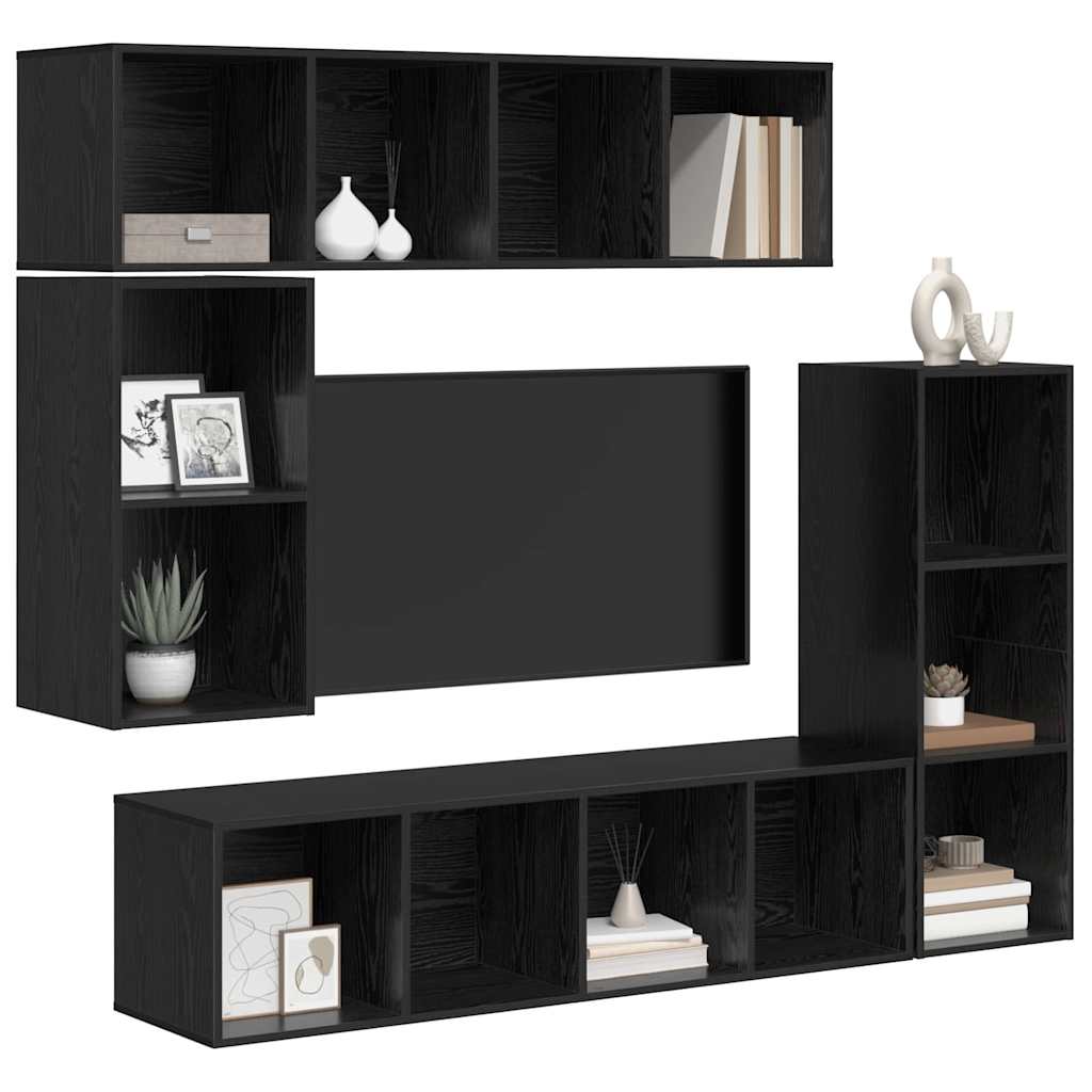 vidaXL TV Cabinet Set 4 pcs 37 x 37 x 142.5 cm Black Oak 3