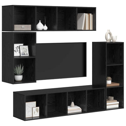 vidaXL TV Cabinet Set 4 pcs 37 x 37 x 142.5 cm Black Oak 3