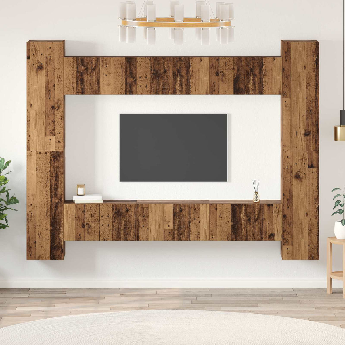 10 Piece TV Cabinet Set Engineered Wood Width 60 cm Old wood