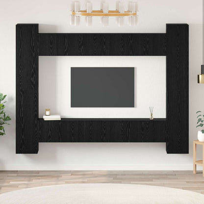 10 Piece TV Cabinet Set Engineered Wood Width 60 cm Black oak