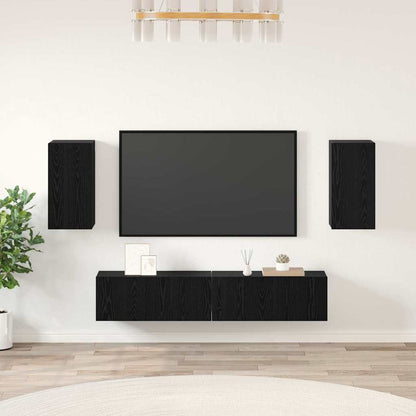 TV Cabinet Set Engineered Wood Width 80 cm Black oak 2