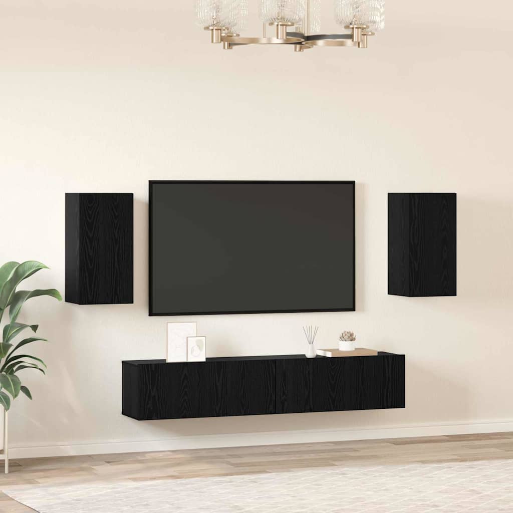 TV Cabinet Set Engineered Wood Width 80 cm Black oak 2