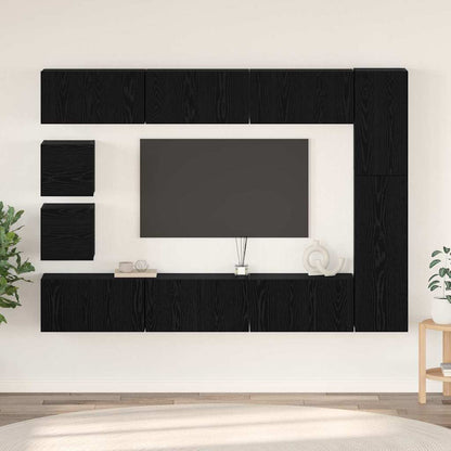 vidaXL TV Cabinet Set 10 pcs Black Oak Engineered Wood 1
