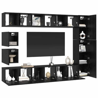 vidaXL TV Cabinet Set 10 pcs Black Oak Engineered Wood 3