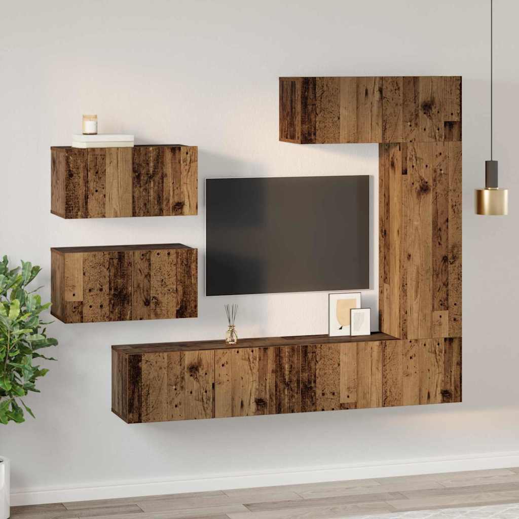 vidaXL TV Cabinet Set 6 pcs Old Wood Engineered Wood 4