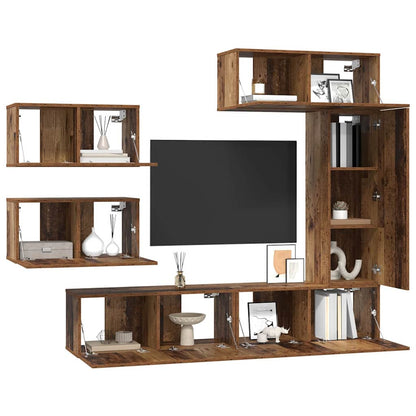 vidaXL TV Cabinet Set 6 pcs Old Wood Engineered Wood 3