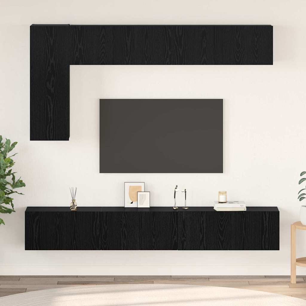 vidaXL TV Cabinet Set 6 pcs Black Oak Engineered Wood 1