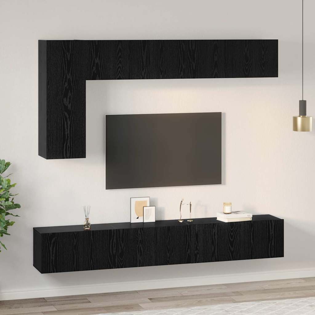 vidaXL TV Cabinet Set 6 pcs Black Oak Engineered Wood 4