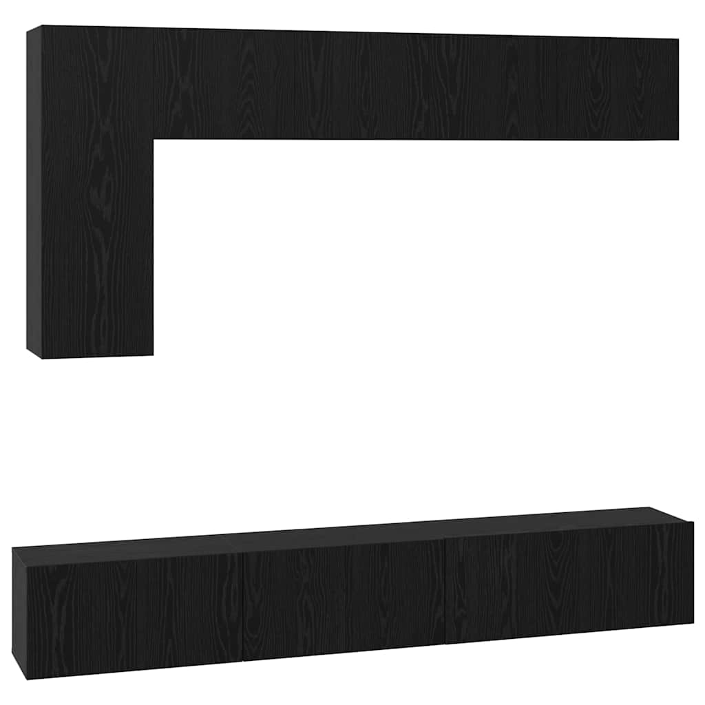 vidaXL TV Cabinet Set 6 pcs Black Oak Engineered Wood 2
