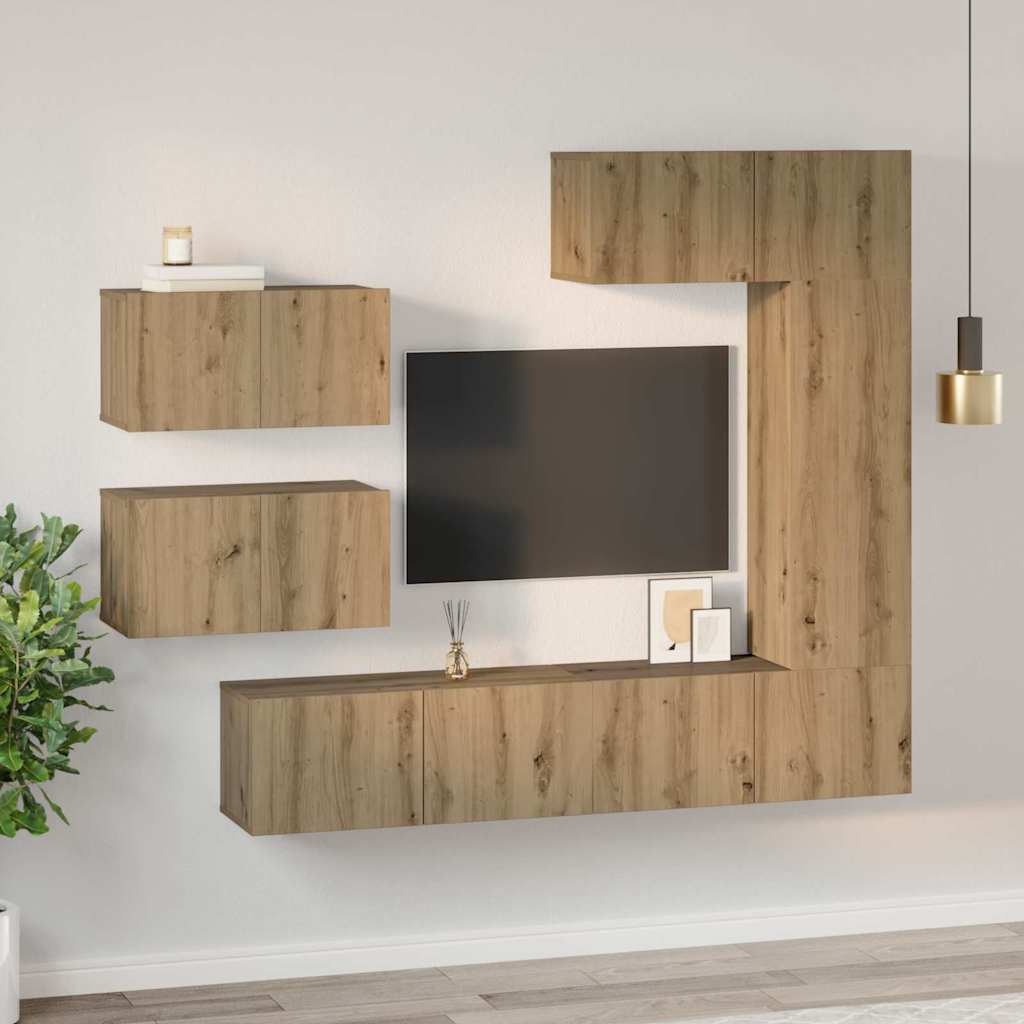 vidaXL TV Cabinet Set 6 pcs Artisan Oak Engineered Wood 4