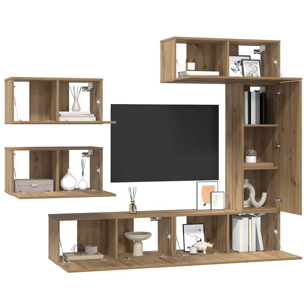 vidaXL TV Cabinet Set 6 pcs Artisan Oak Engineered Wood 3