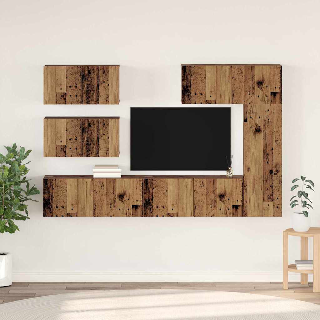 vidaXL TV Cabinet Set 6 pcs Old Wood Engineered Wood 1