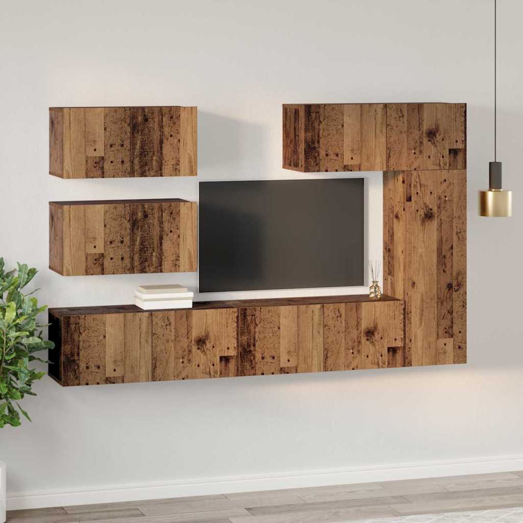 vidaXL TV Cabinet Set 6 pcs Old Wood Engineered Wood 4